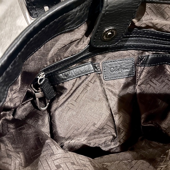 ✨🖤COLE HAAN Black Pebbled Leather Shoulder Purse Bag w/Adj. Buckle Straps 🖤✨ - Picture 8 of 17